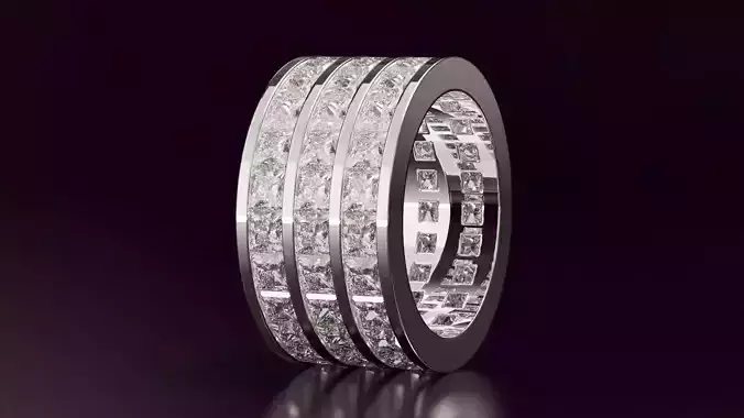 3line princess cut eternity ring 52EU size