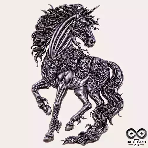 Eternal Steed   Celtic Warrior Unicorn Relief STL File