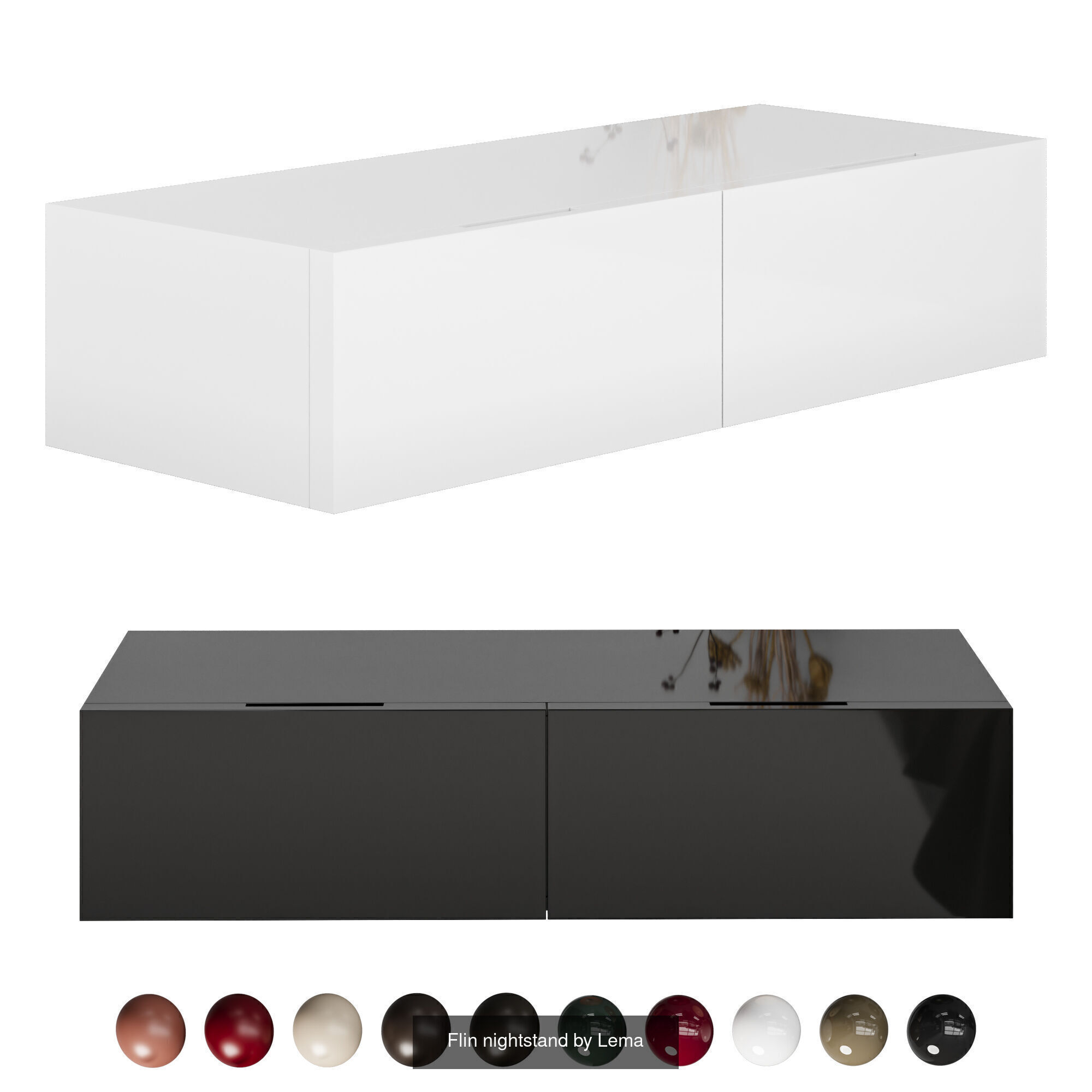 Flin set of drawers and bedside tables by Lemamobili 3D Model Collection_5