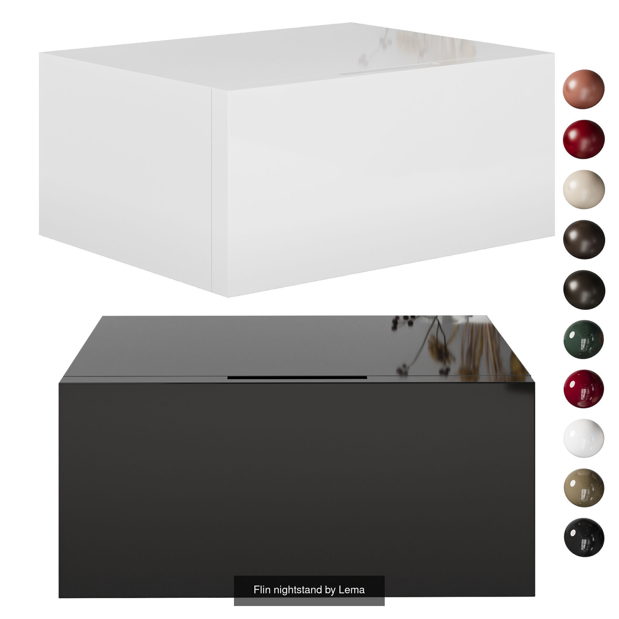 Flin set of drawers and bedside tables by Lemamobili 3D Model Collection_4