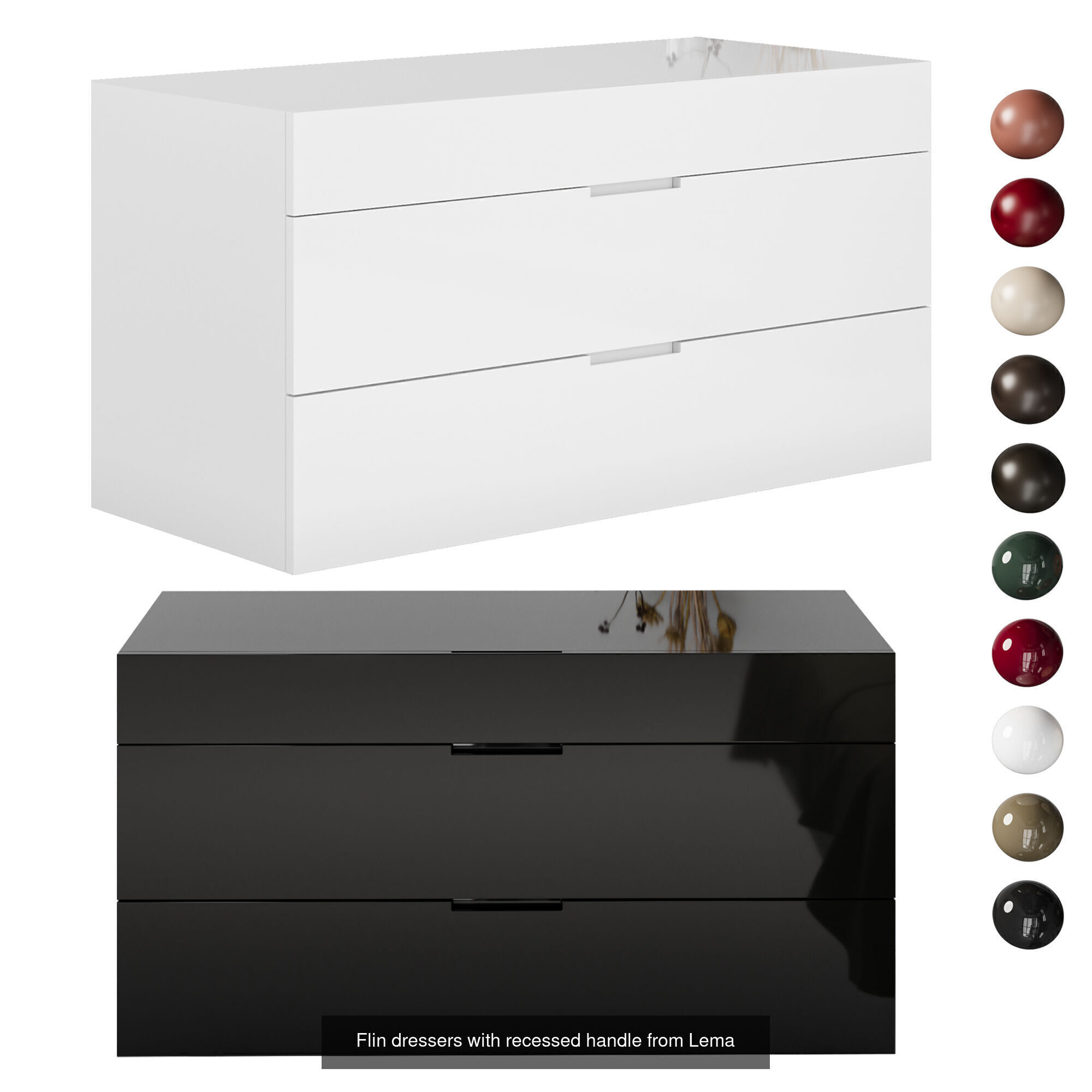 Flin set of drawers and bedside tables by Lemamobili 3D Model Collection_2