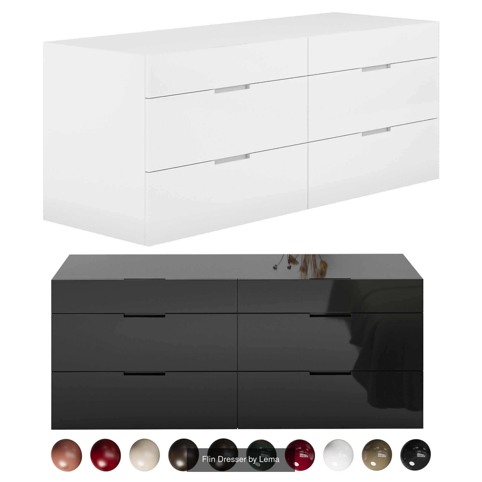 Flin set of drawers and bedside tables by Lemamobili 3D Model Collection_3