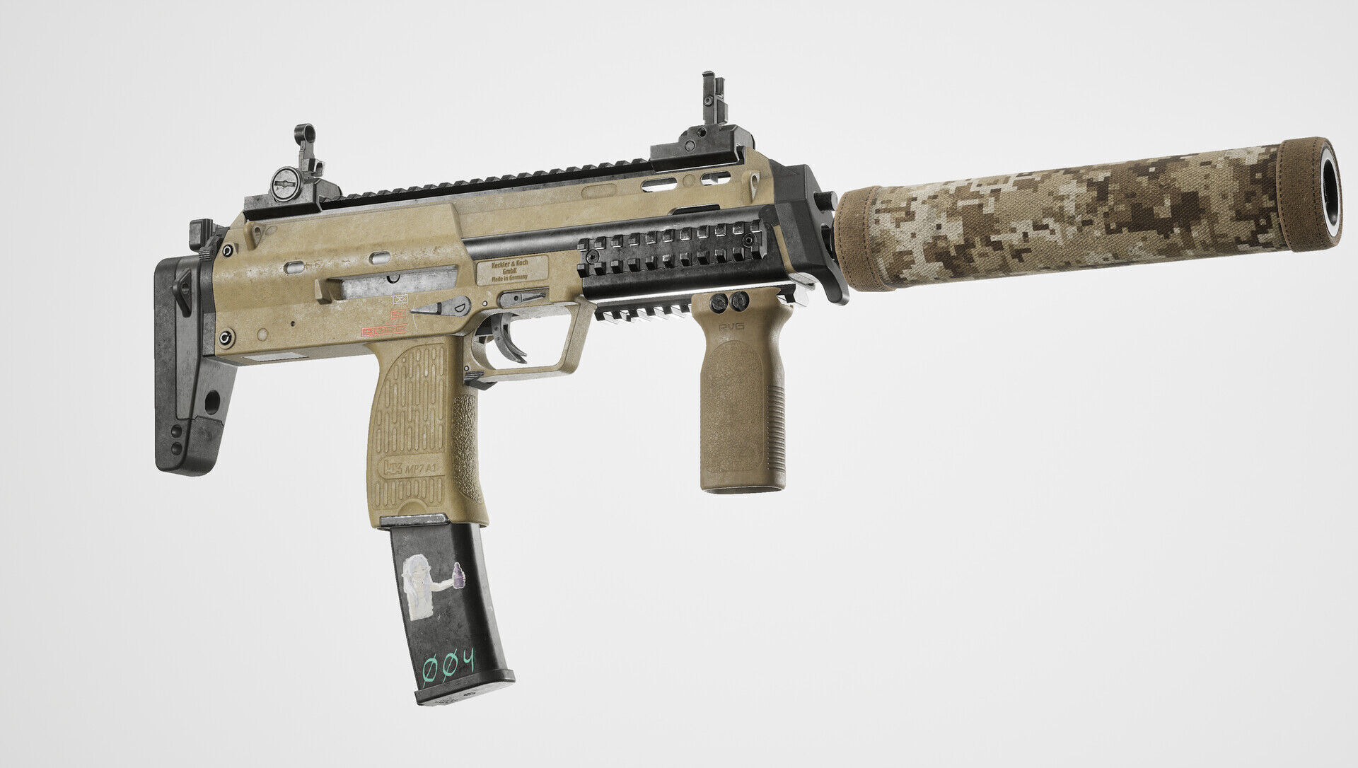 HK MP7 Low-poly 3D model_2