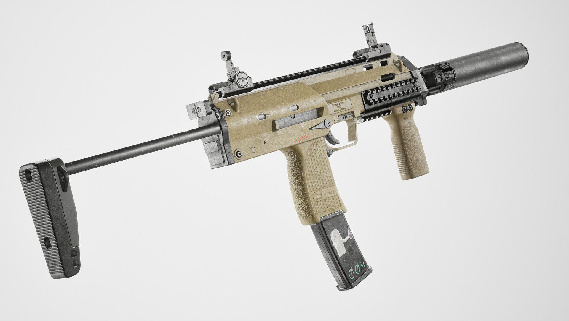 HK MP7 Low-poly 3D model_4