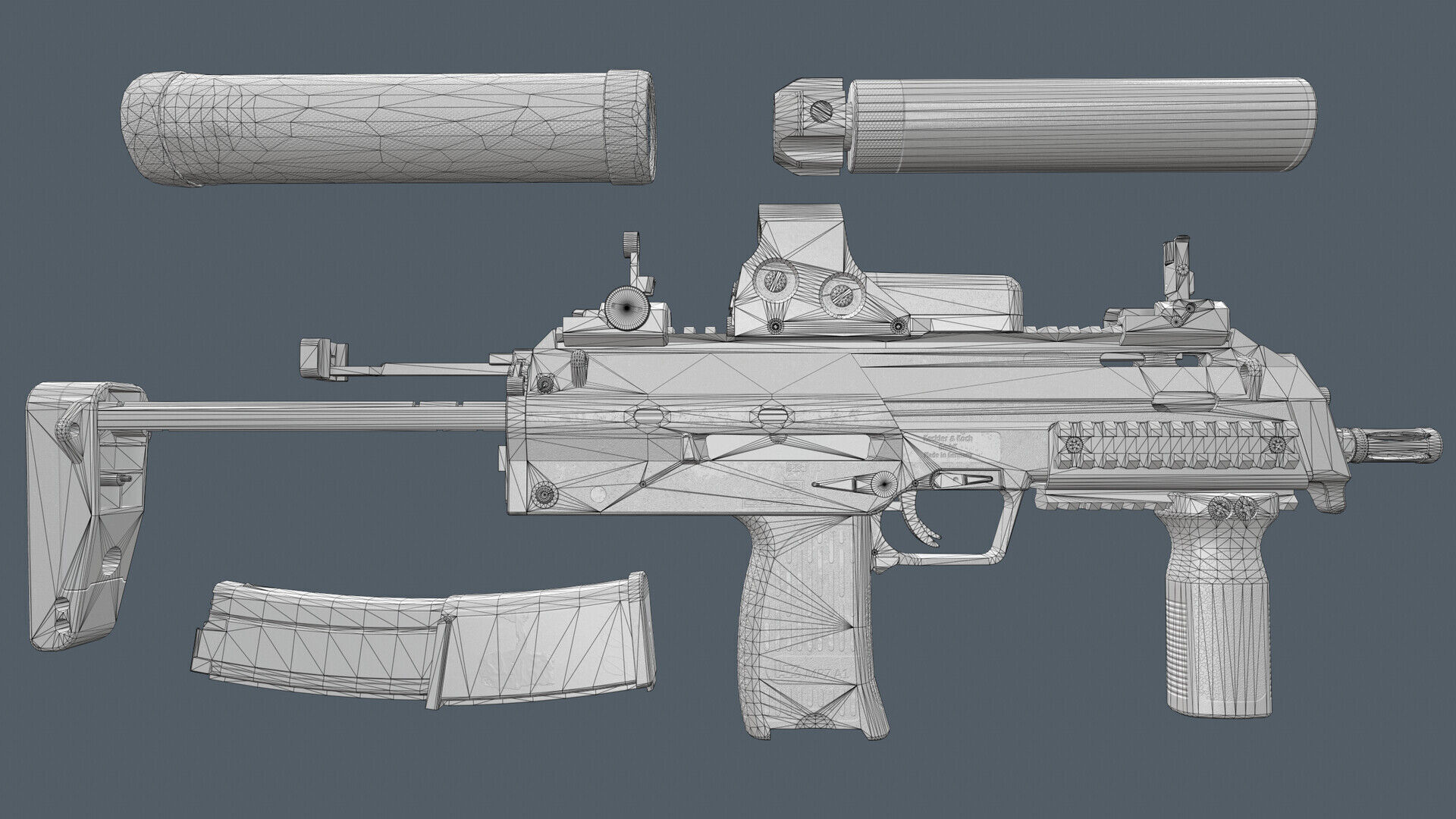 HK MP7 Low-poly 3D model_6