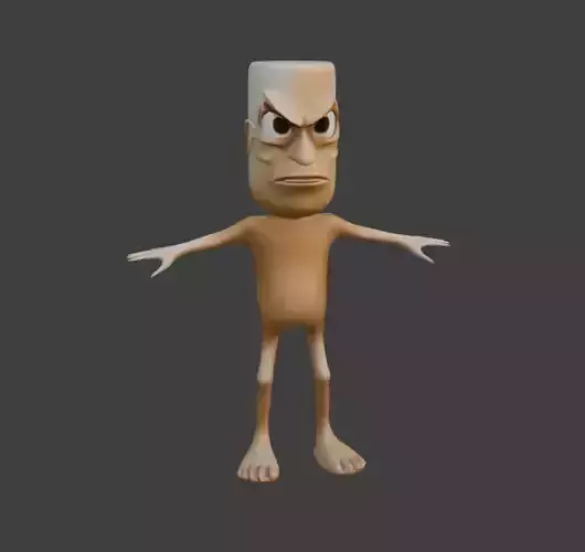 Tung Sahur 3D Character Model Stylized Game-Ready