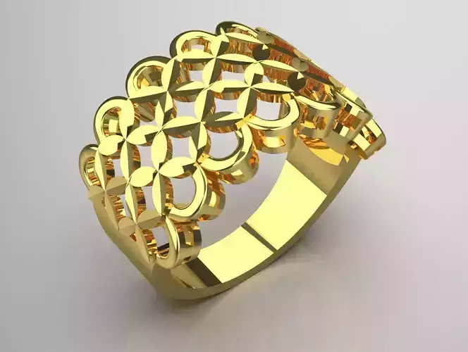  Yellow gold ring with floral design model gr0103