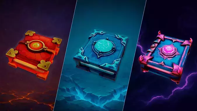 Lowpoly Stylized Spellbook Pack - Animated GameReady Low-poly 3D model