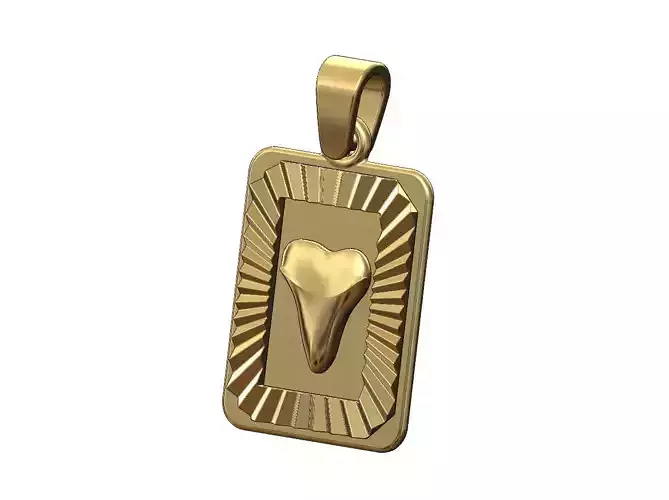 Shark tooth faceted sunrays tag pendant charm