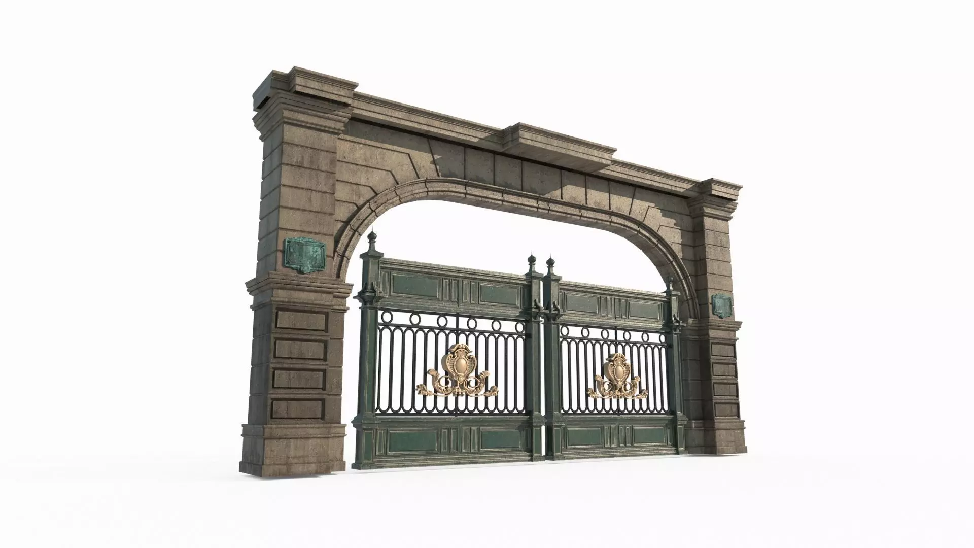 Classical architecture gate iron gate 3D model_0