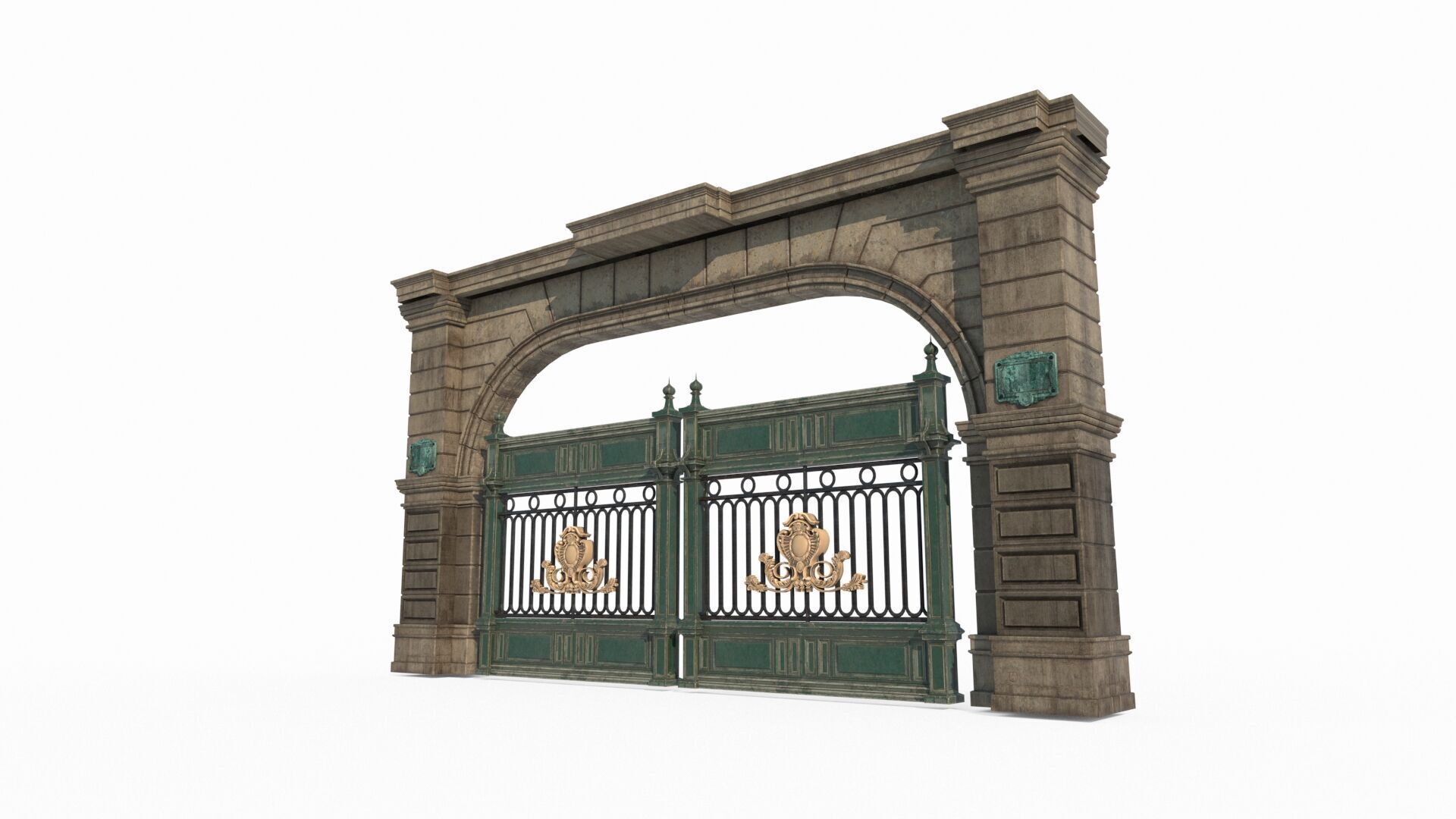 Classical architecture gate iron gate 3D model_1