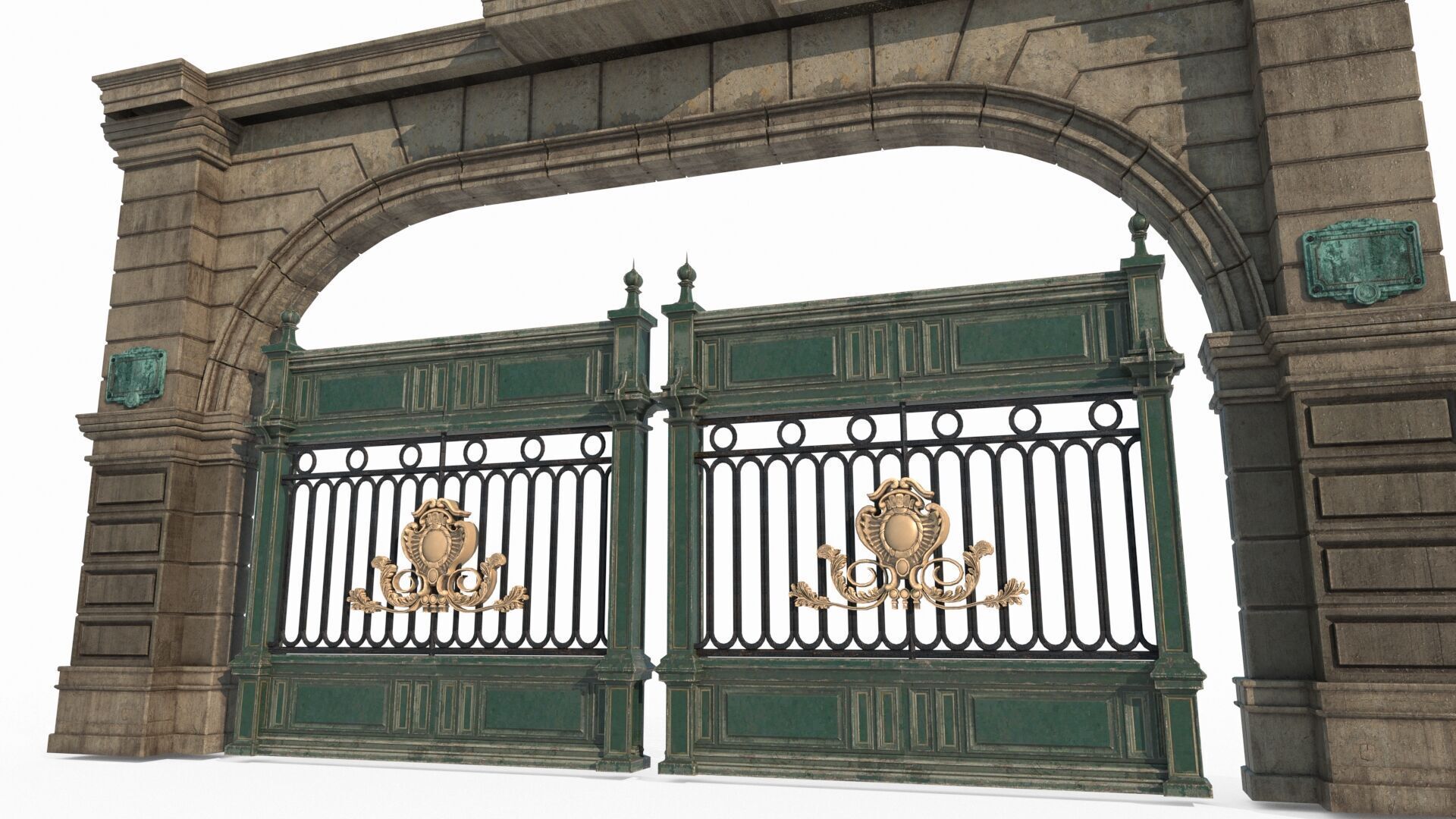 Classical architecture gate iron gate 3D model_4