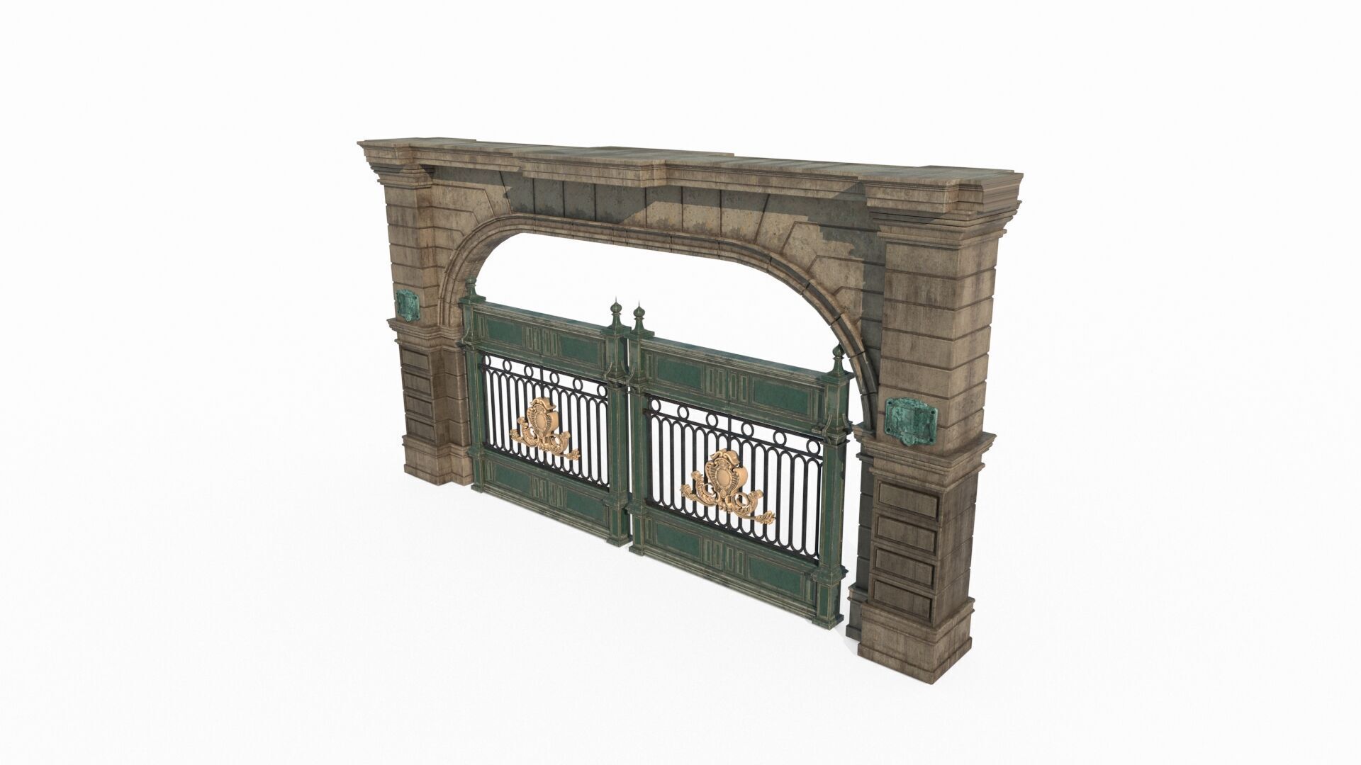 Classical architecture gate iron gate 3D model_2