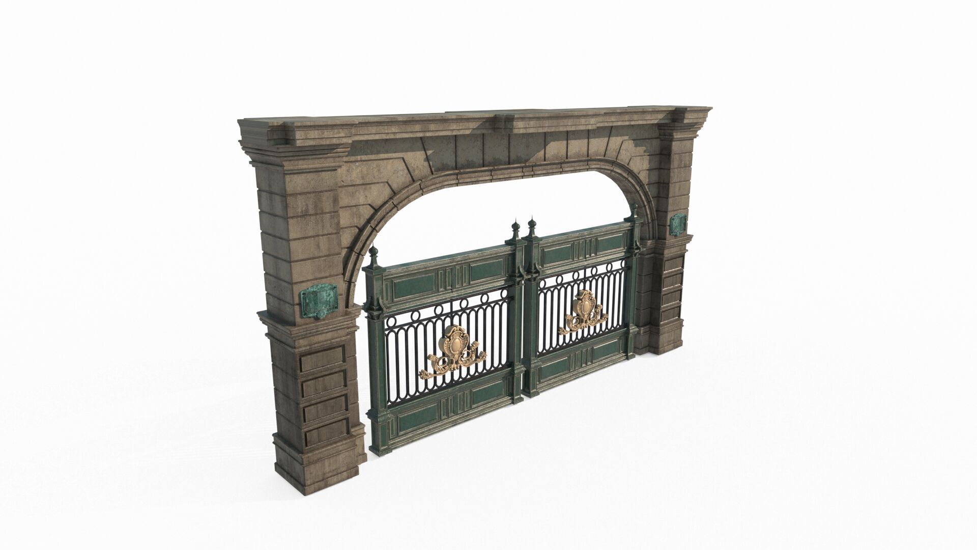 Classical architecture gate iron gate 3D model_3