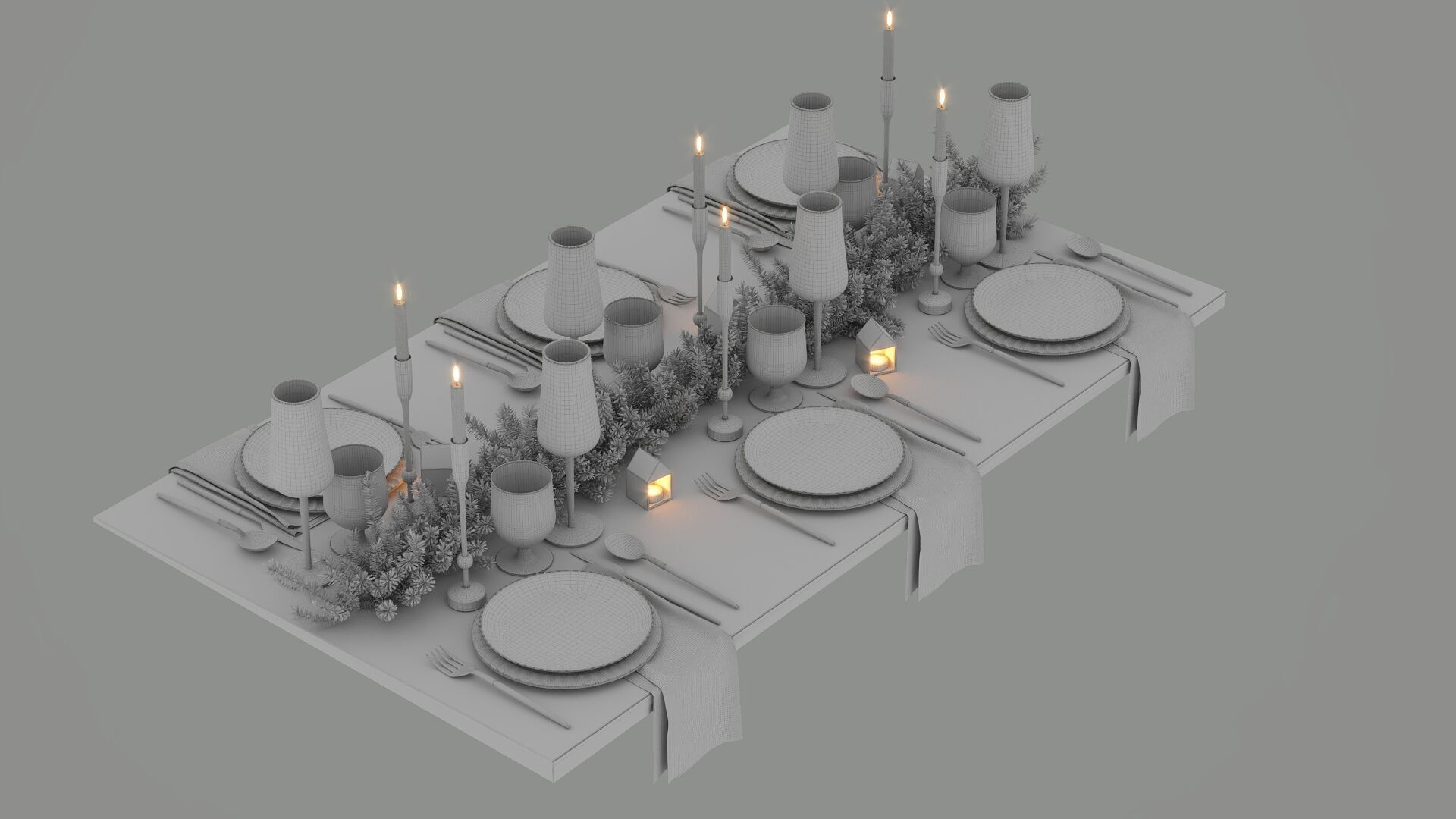 New Year Table 3D model_7