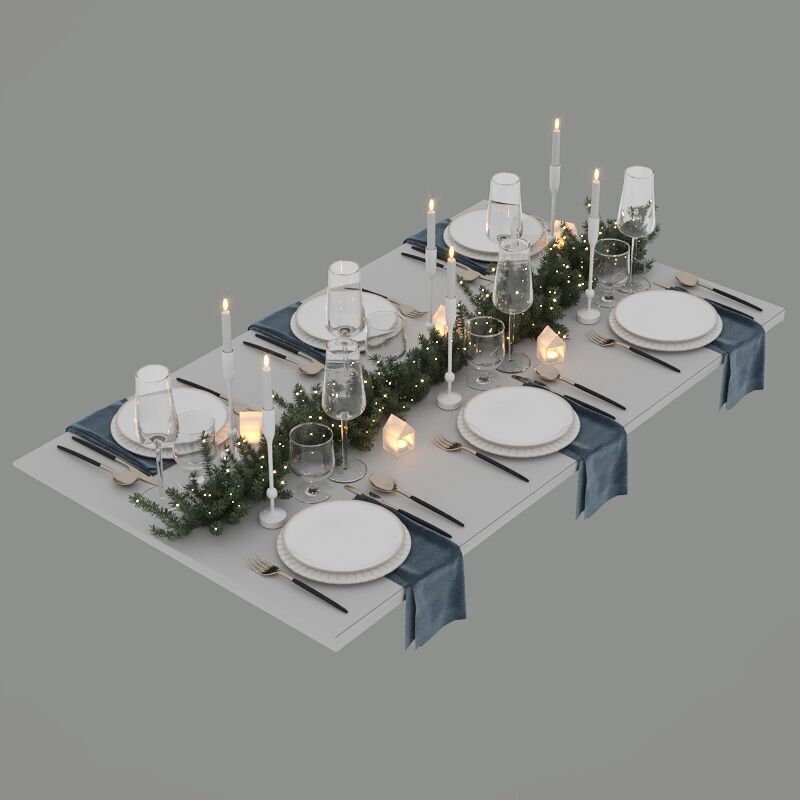 New Year Table 3D model_4
