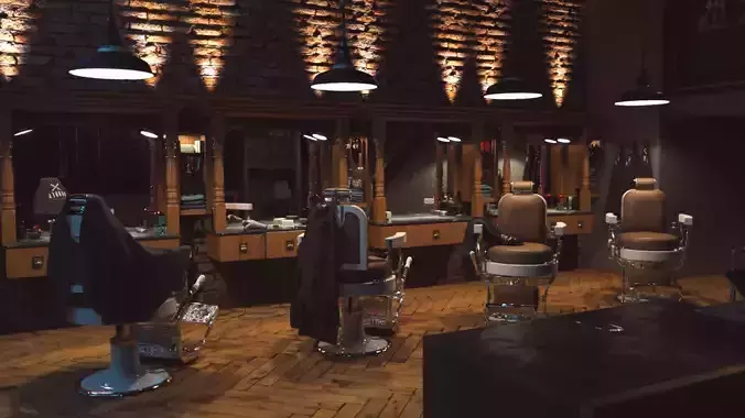 BarberShop HairSaloon interior Set
