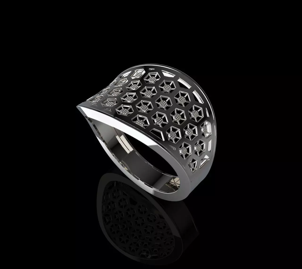 Geometric Filigree Ring 3D model_0