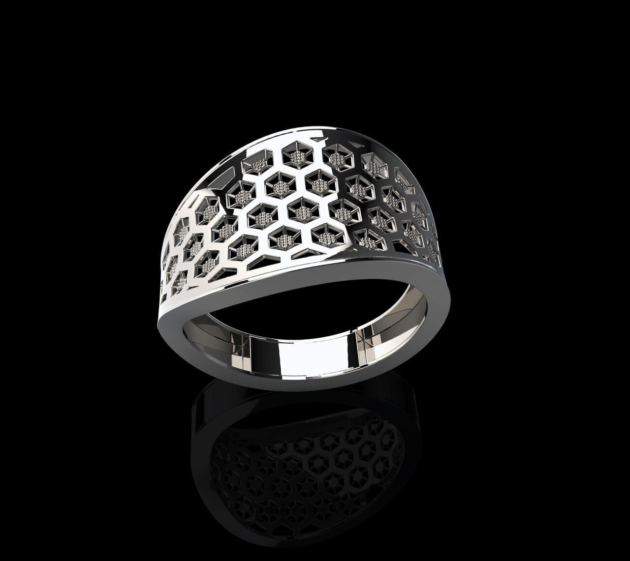 Geometric Filigree Ring 3D model_1