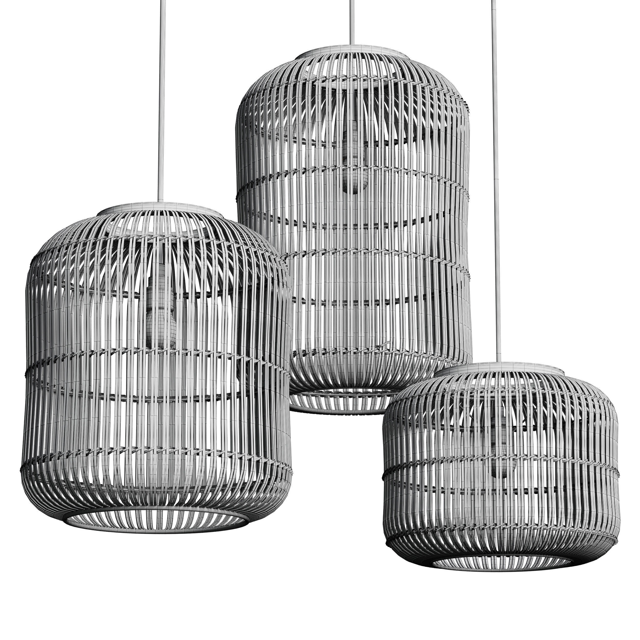 Natural Rattan Hanging Lamp file Low-poly 3D model_4