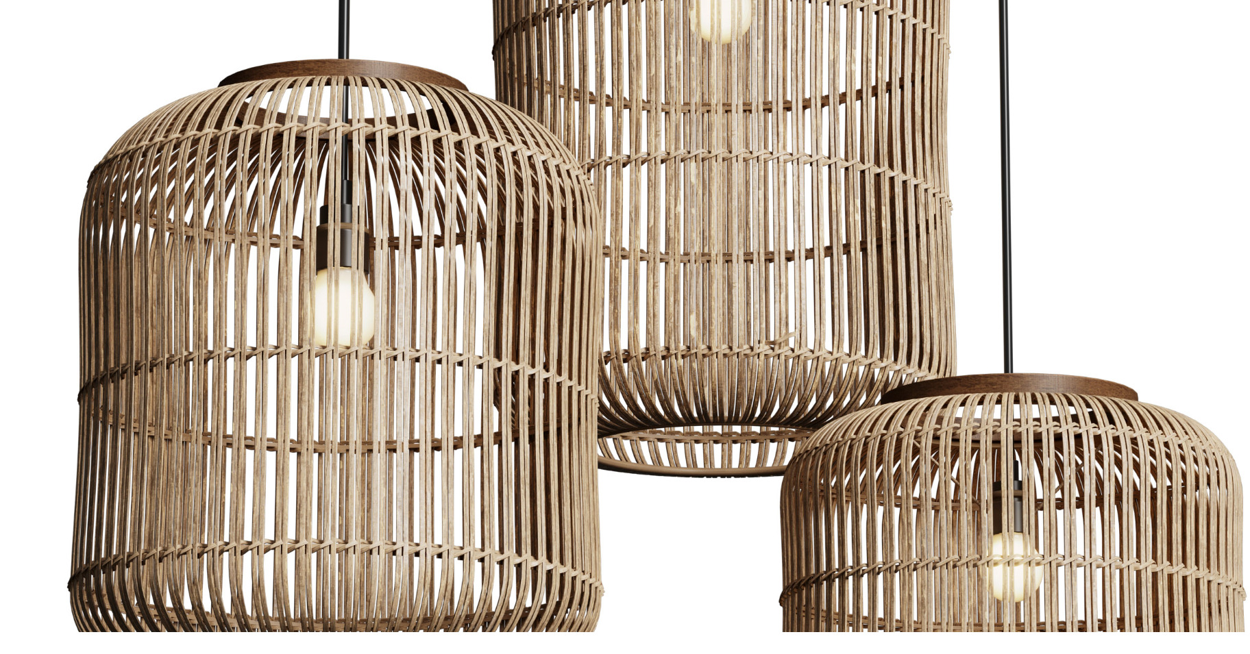 Natural Rattan Hanging Lamp file Low-poly 3D model_6