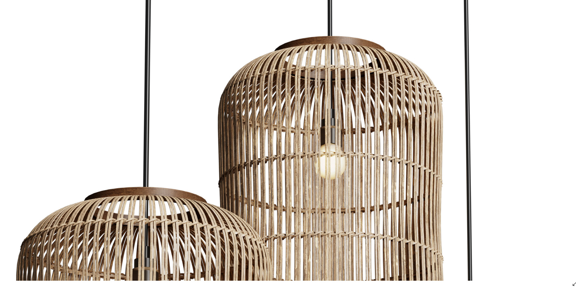 Natural Rattan Hanging Lamp file Low-poly 3D model_5