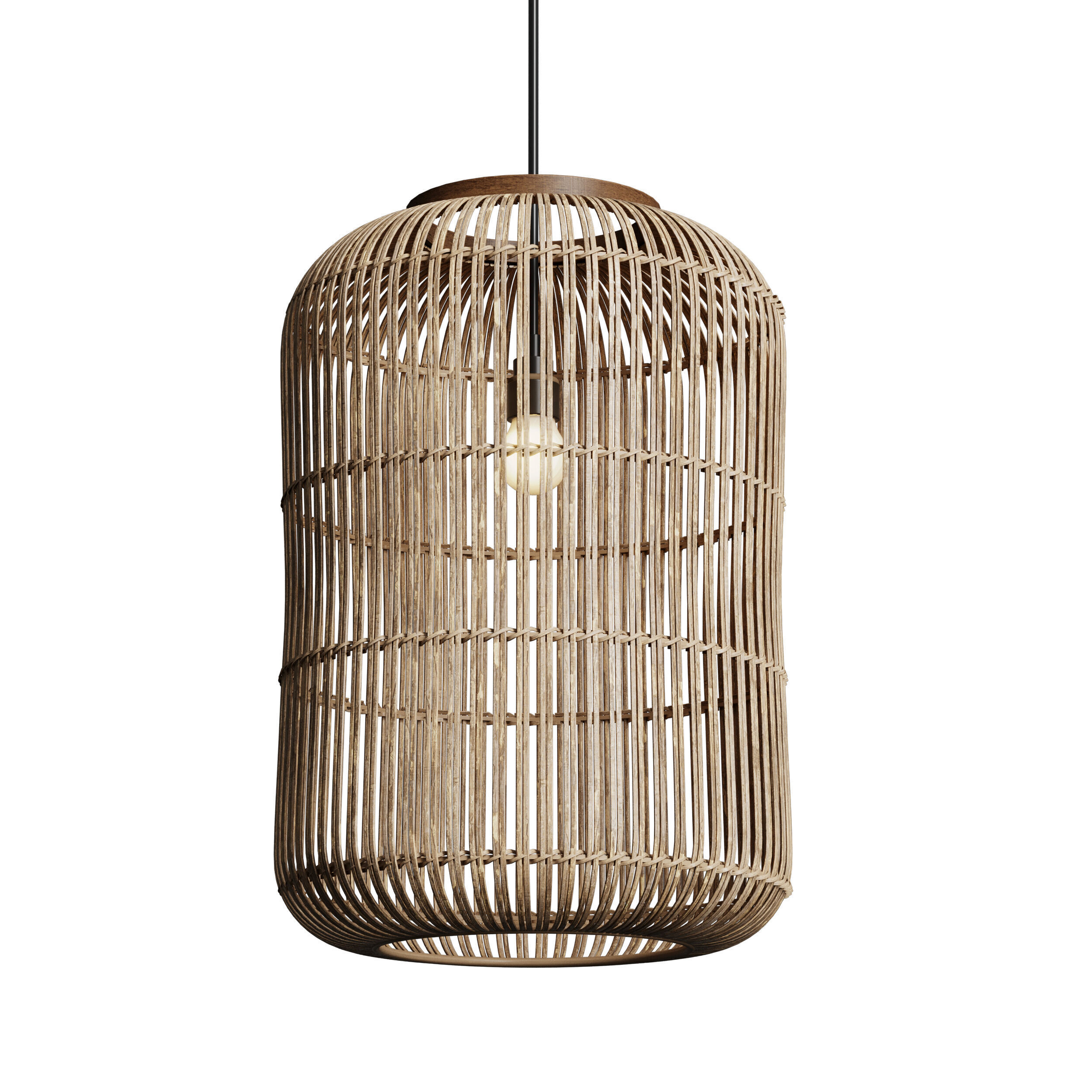 Natural Rattan Hanging Lamp file Low-poly 3D model_1