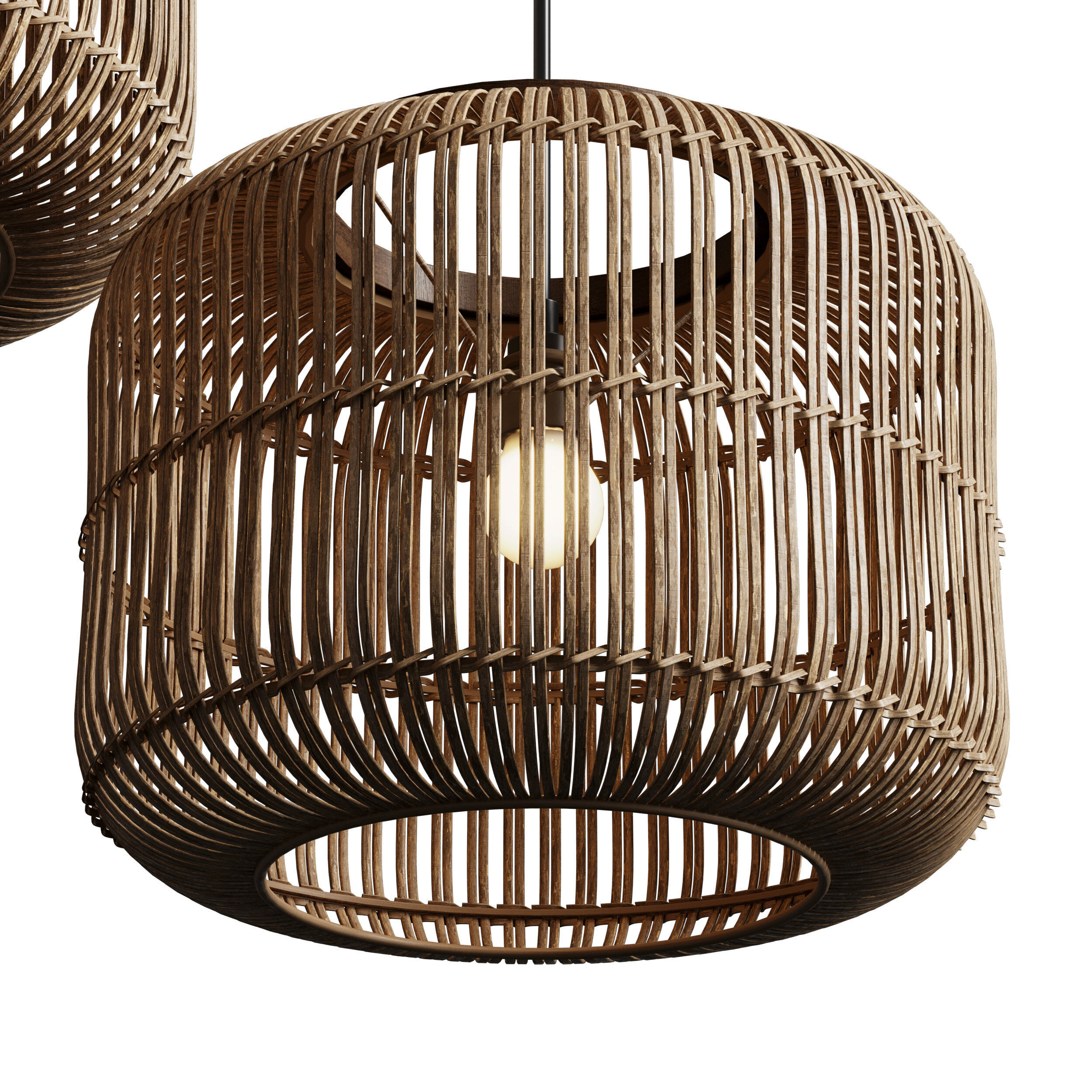 Natural Rattan Hanging Lamp file Low-poly 3D model_2