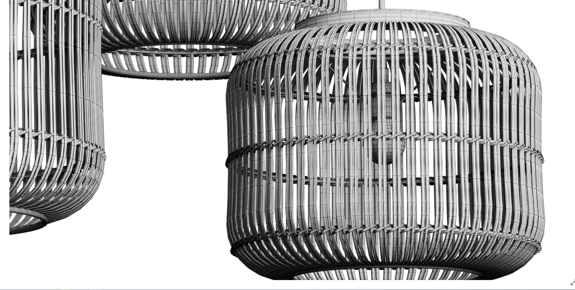 Natural Rattan Hanging Lamp file Low-poly 3D model_10