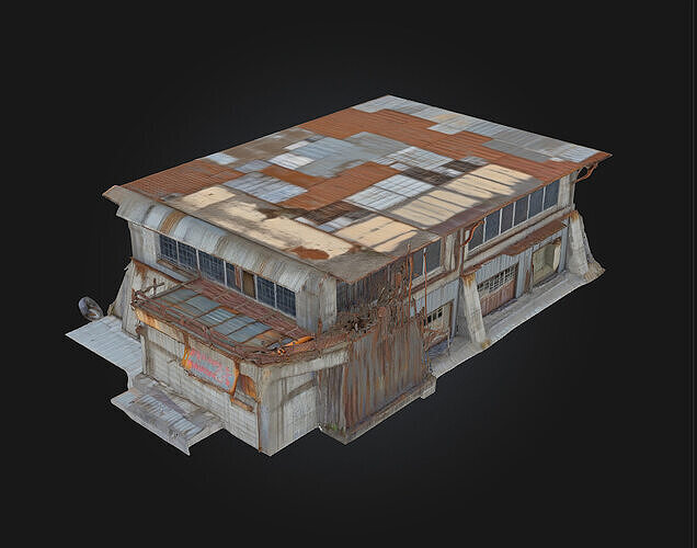 Warehouse Patchwork  Industrial Charm with Makeshift Repairs 3D model 3