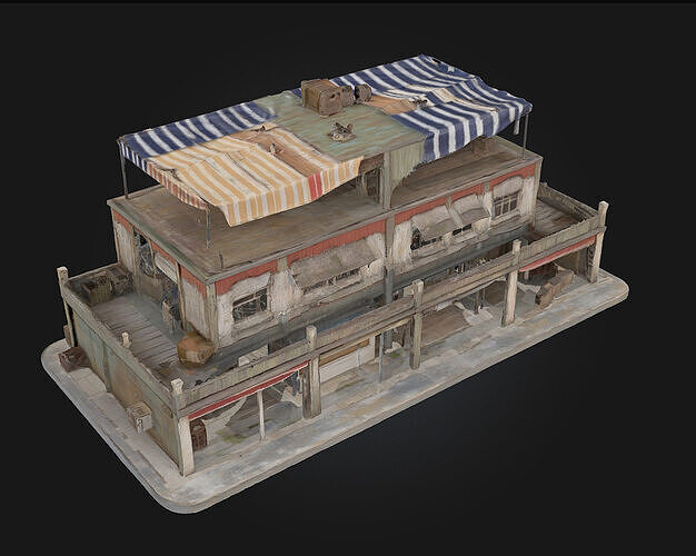 Rooftop Bazaar Building  Marketplace Bustling Above the City 3D model 2