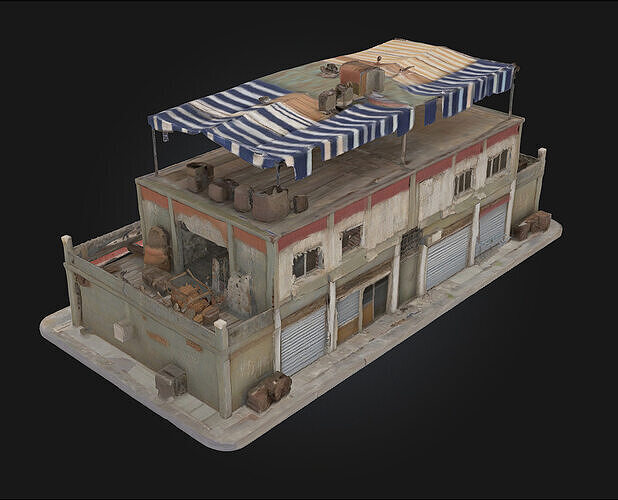 Rooftop Bazaar Building  Marketplace Bustling Above the City 3D model 5