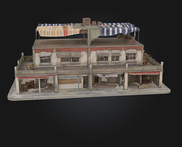 Rooftop Bazaar Building  Marketplace Bustling Above the City 3D model 3
