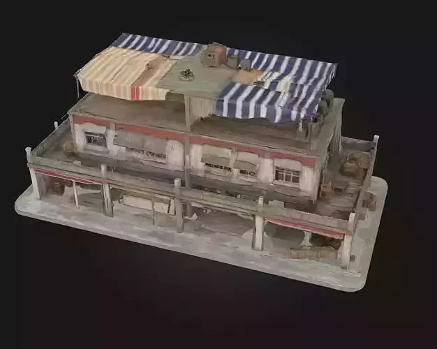 Rooftop Bazaar Building  Marketplace Bustling Above the City