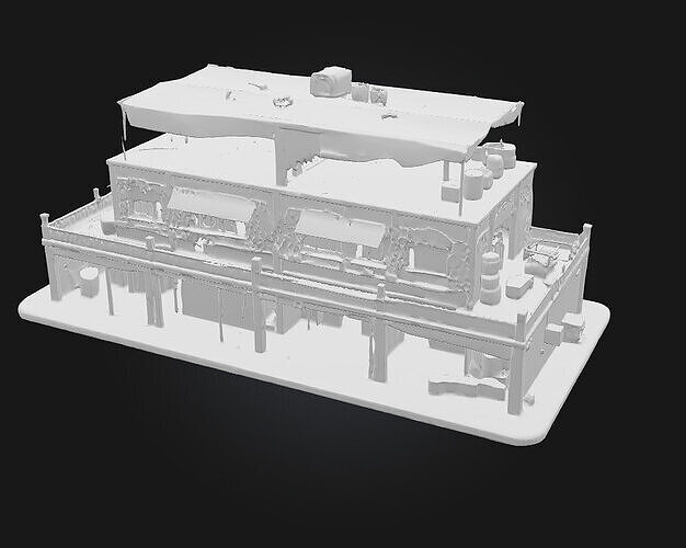 Rooftop Bazaar Building  Marketplace Bustling Above the City 3D model 7