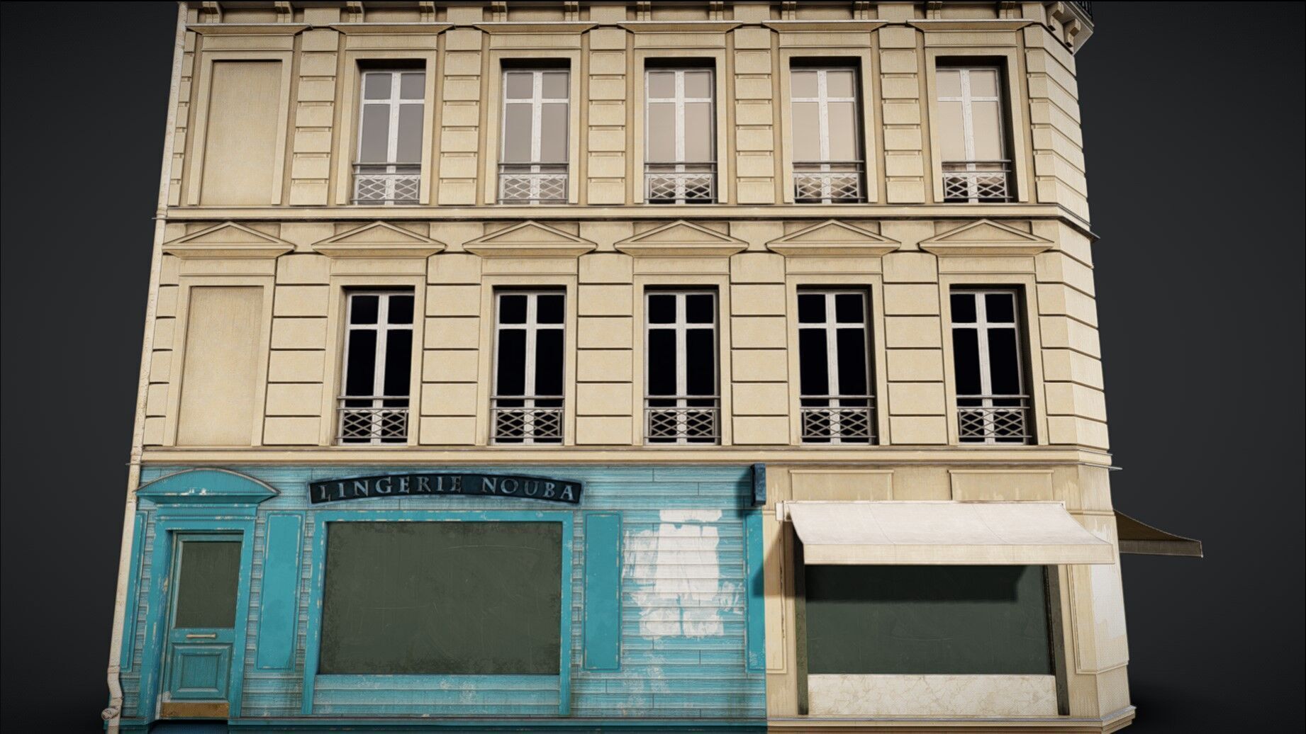 Building Corner Chic modular Low-poly 3D model_11