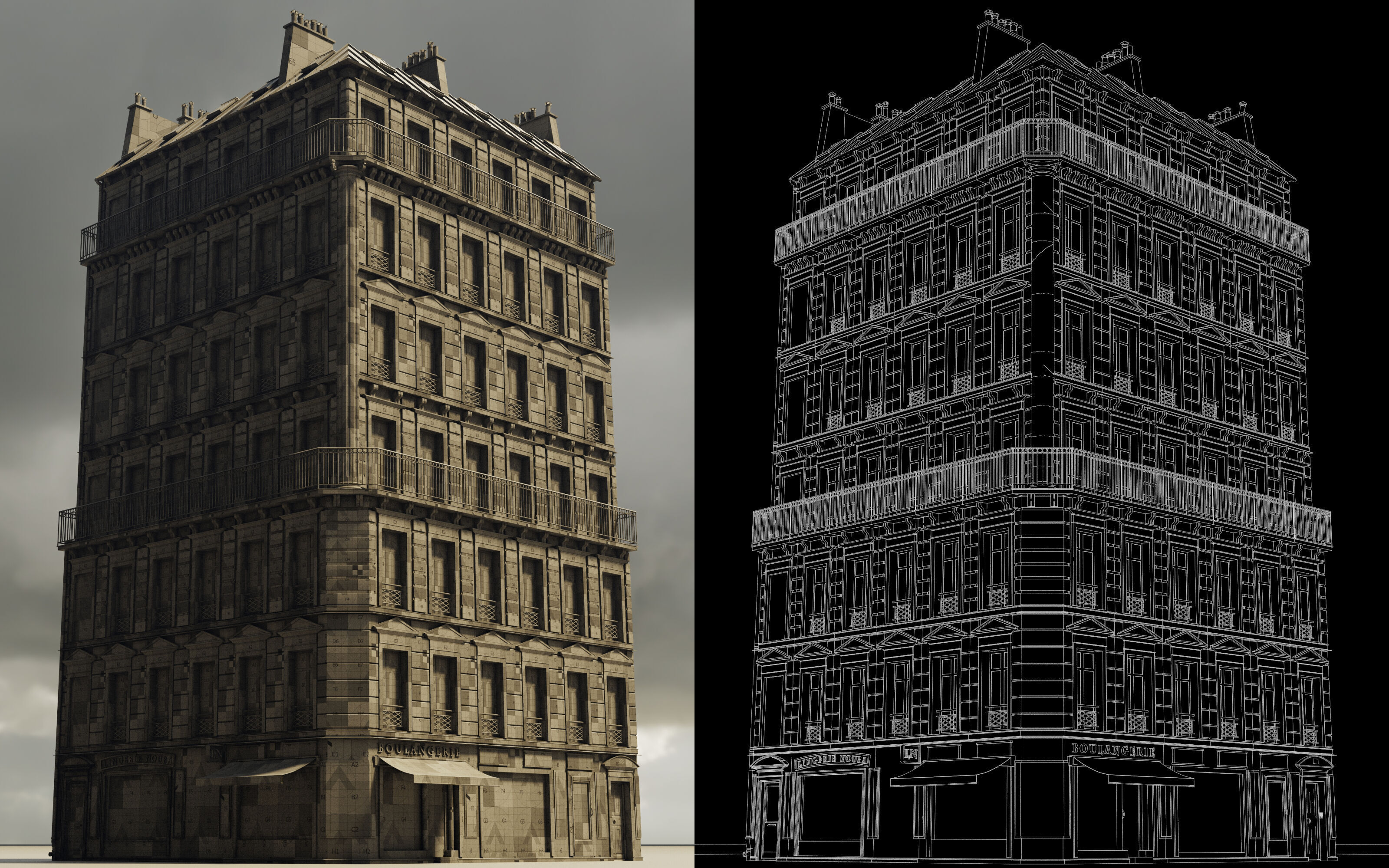 Building Corner Chic modular Low-poly 3D model_3