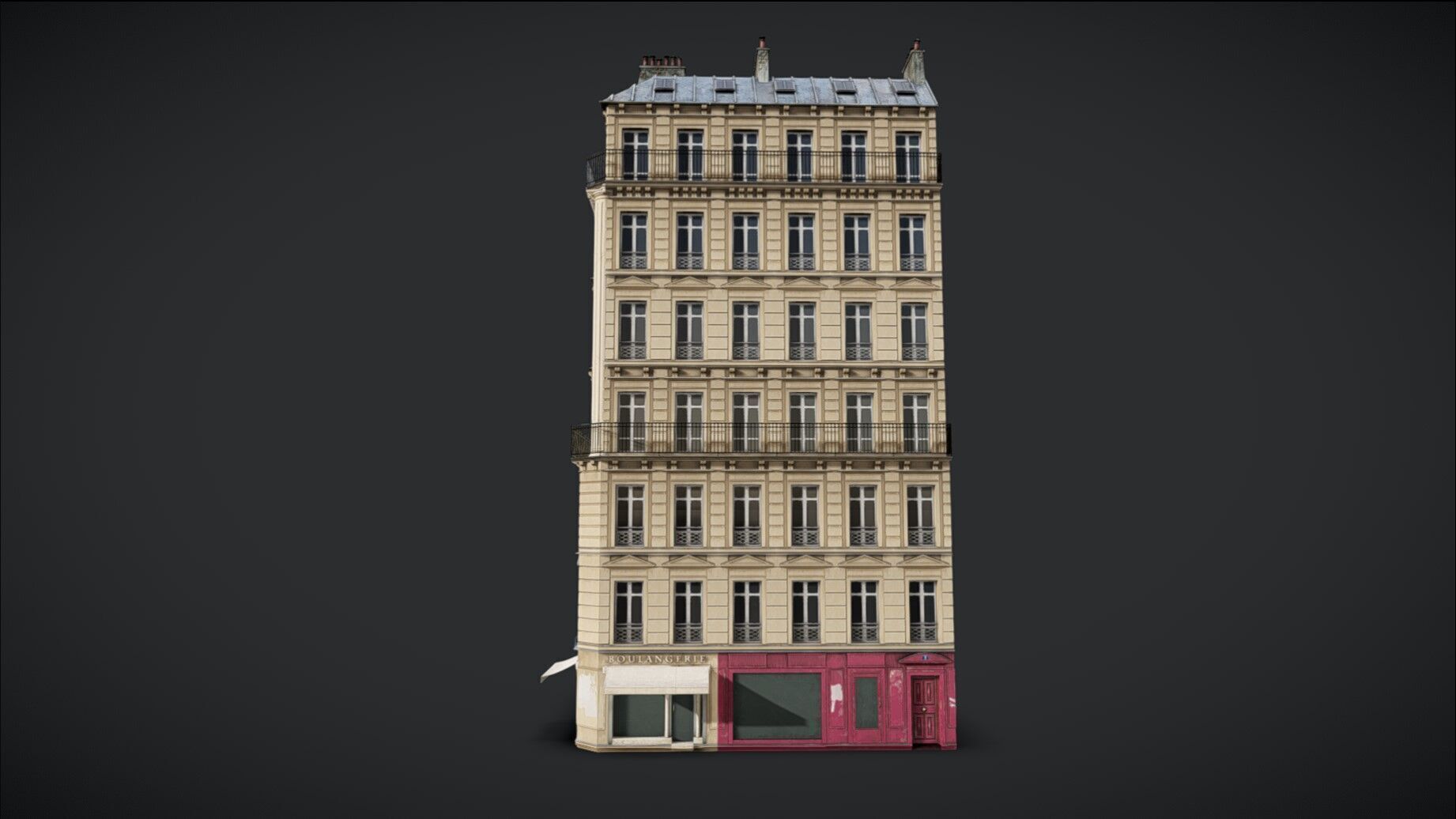 Building Corner Chic modular Low-poly 3D model_16