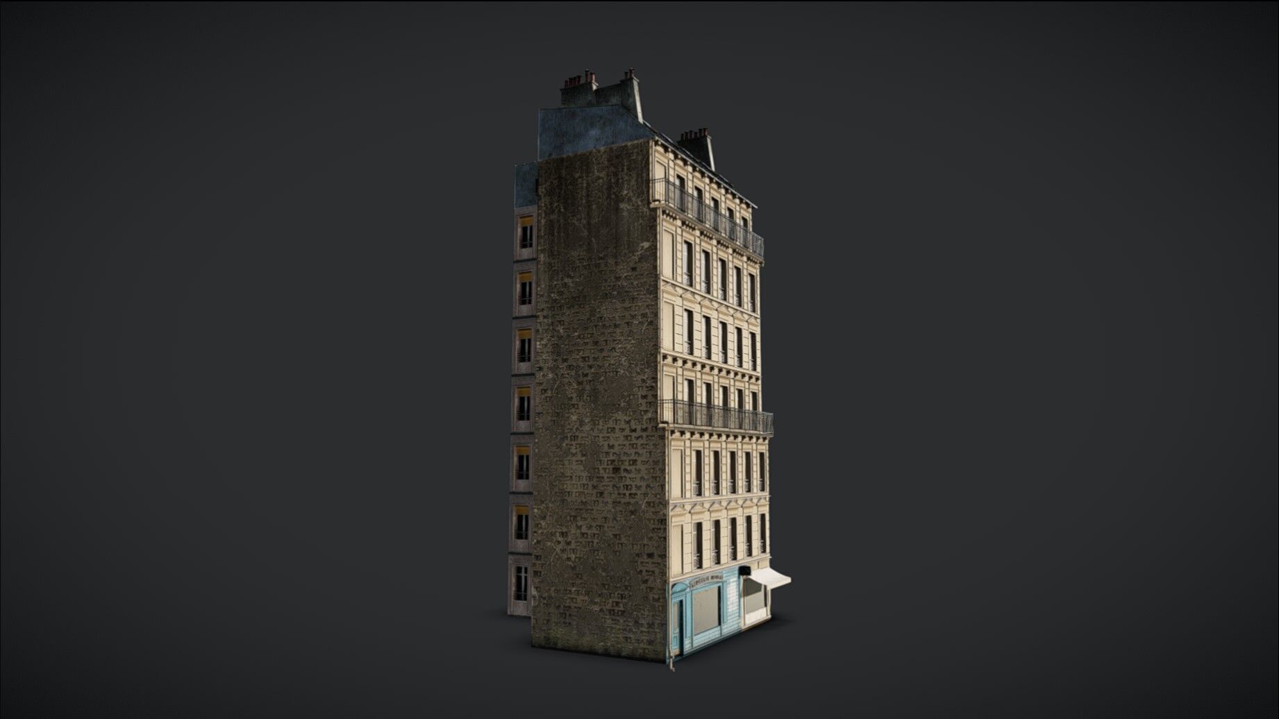 Building Corner Chic modular Low-poly 3D model_12