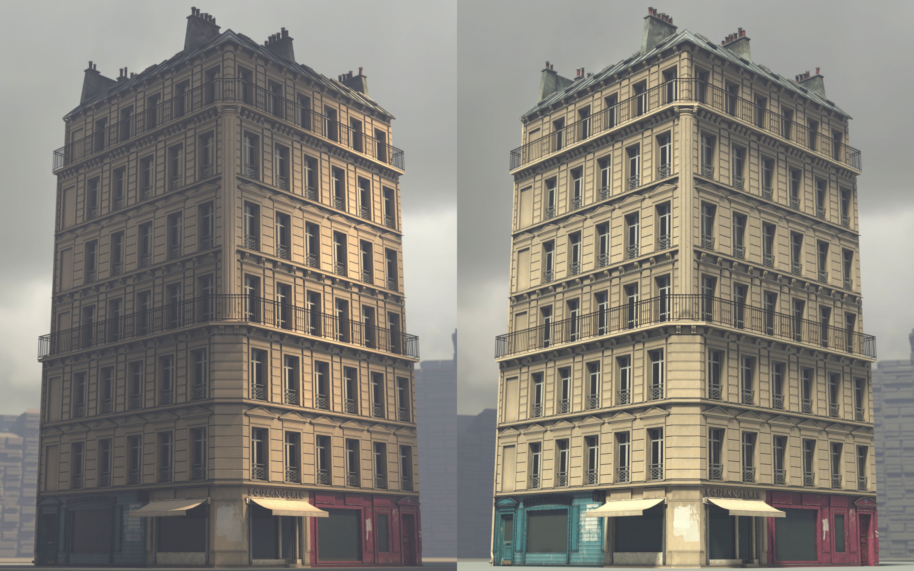 Building Corner Chic modular Low-poly 3D model_6