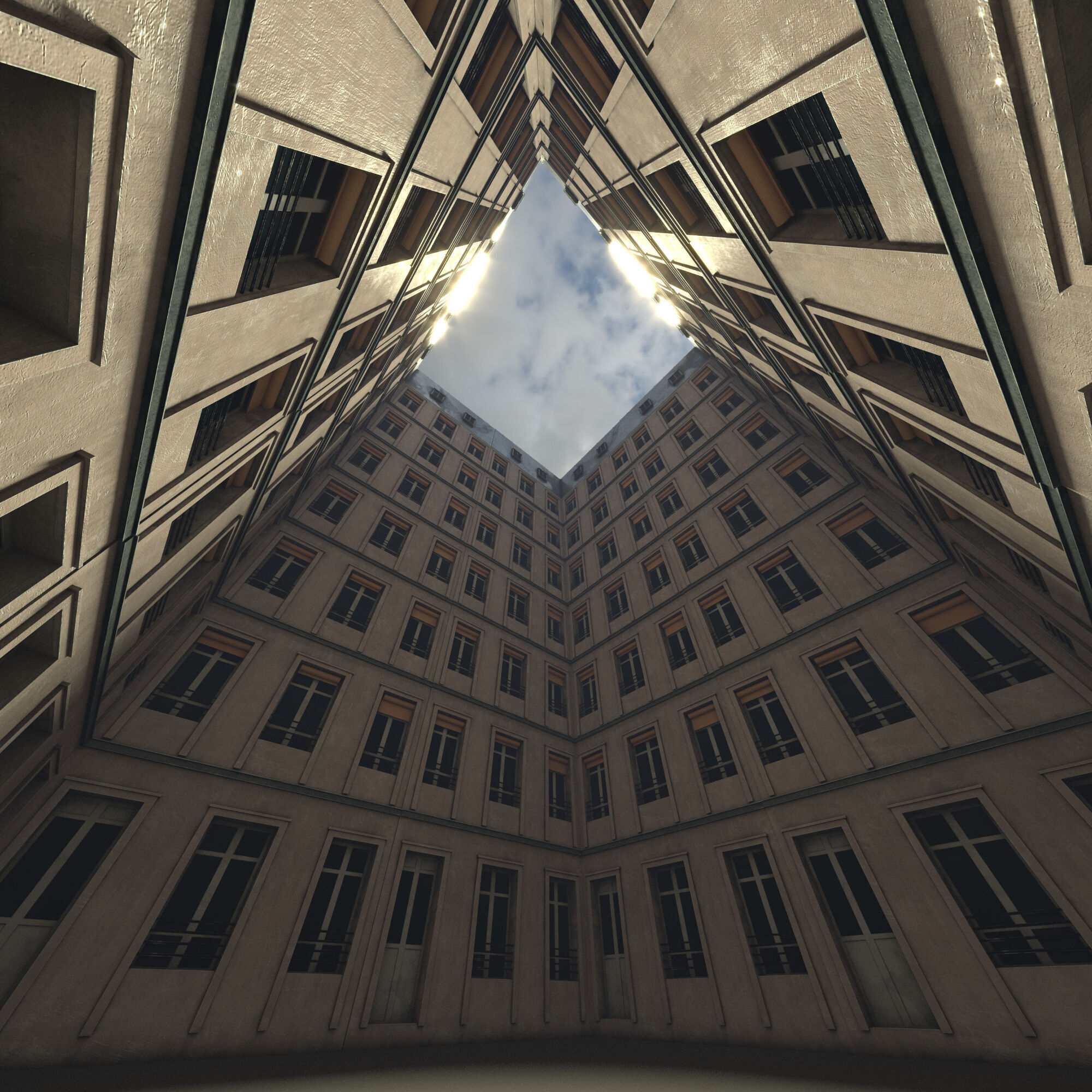 Building Corner Chic modular Low-poly 3D model_7