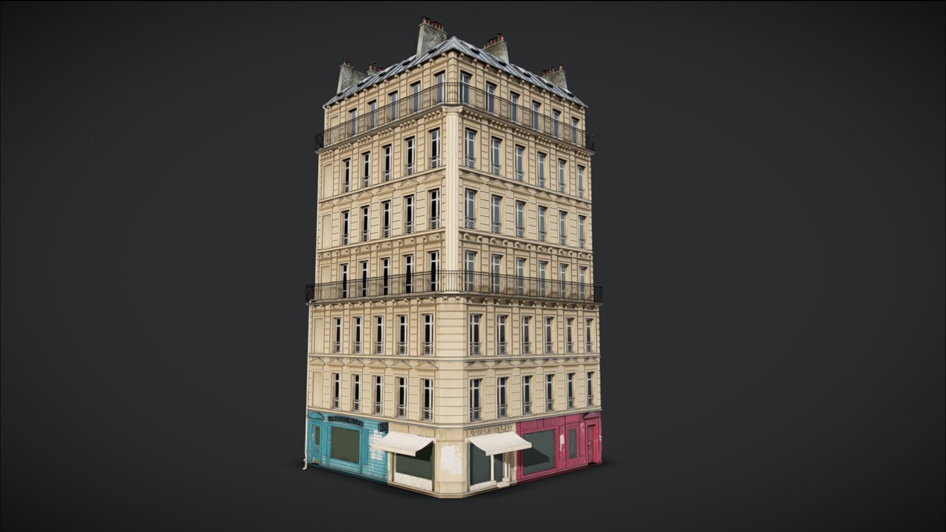 Building Corner Chic modular Low-poly 3D model_15