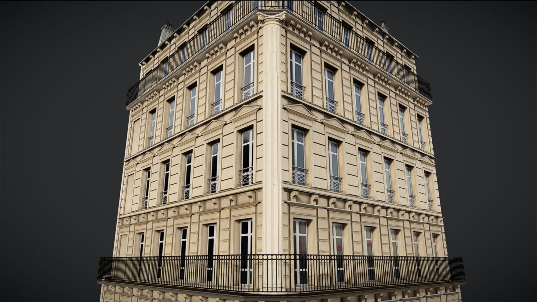 Building Corner Chic modular Low-poly 3D model_13