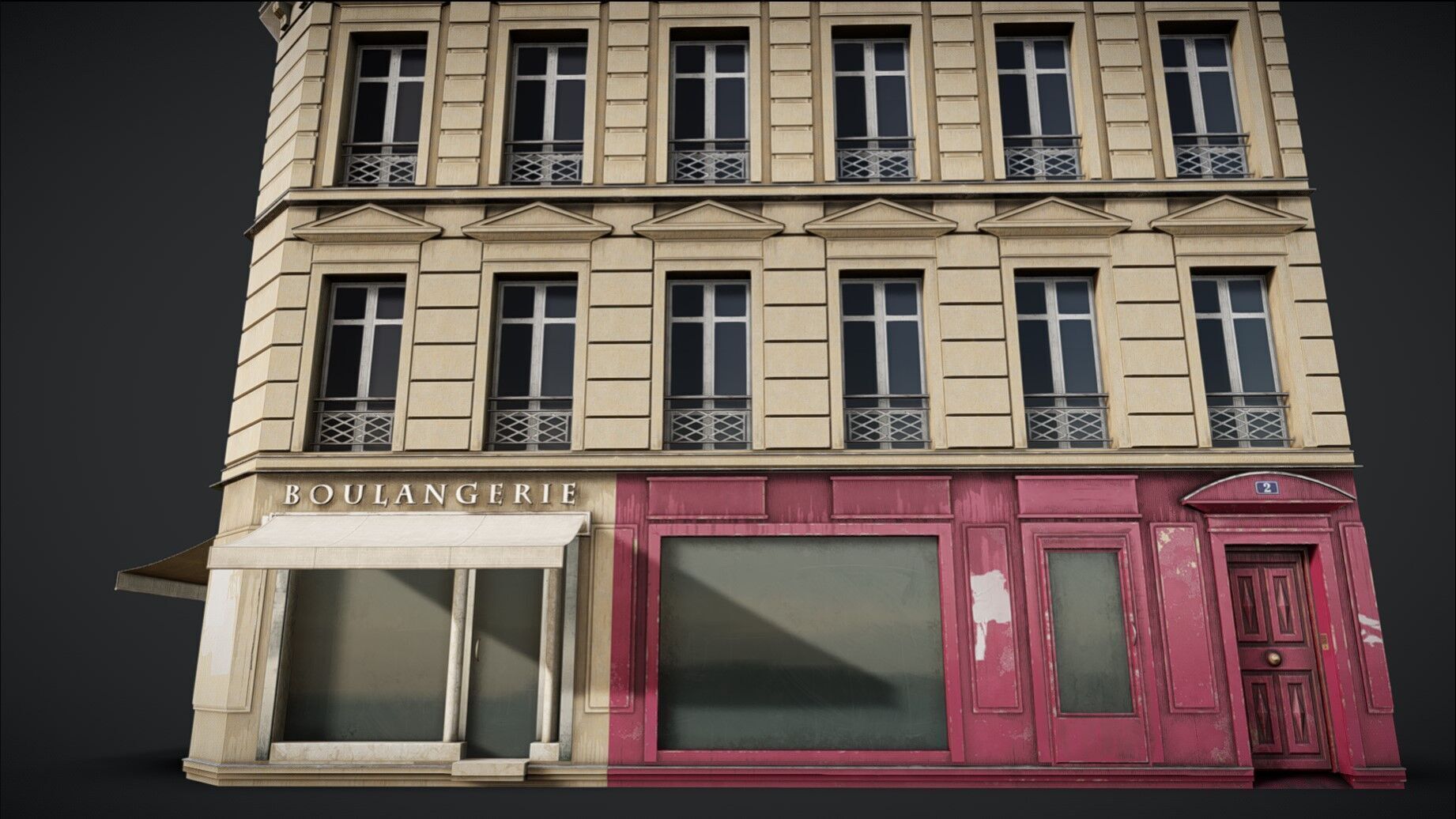 Building Corner Chic modular Low-poly 3D model_9