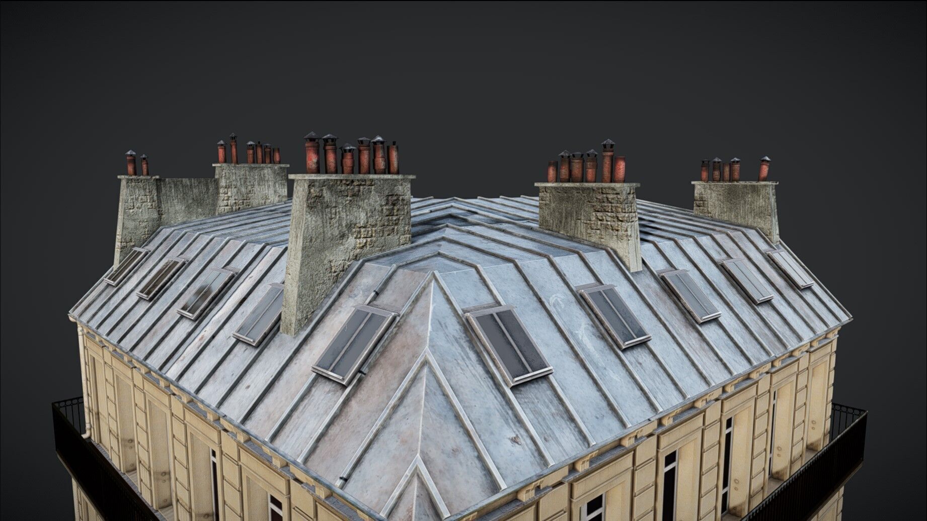 Building Corner Chic modular Low-poly 3D model_10