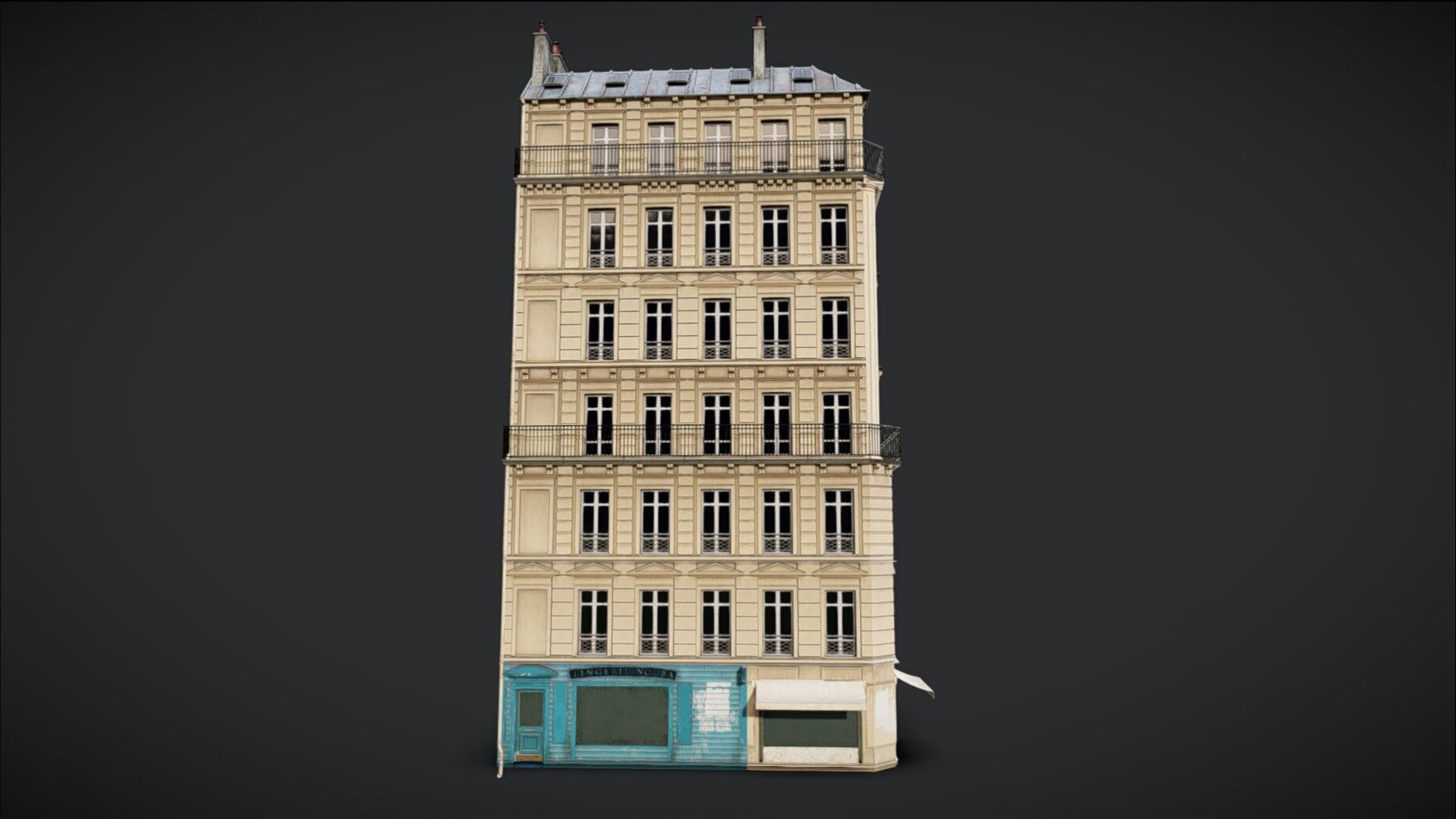 Building Corner Chic modular Low-poly 3D model_19
