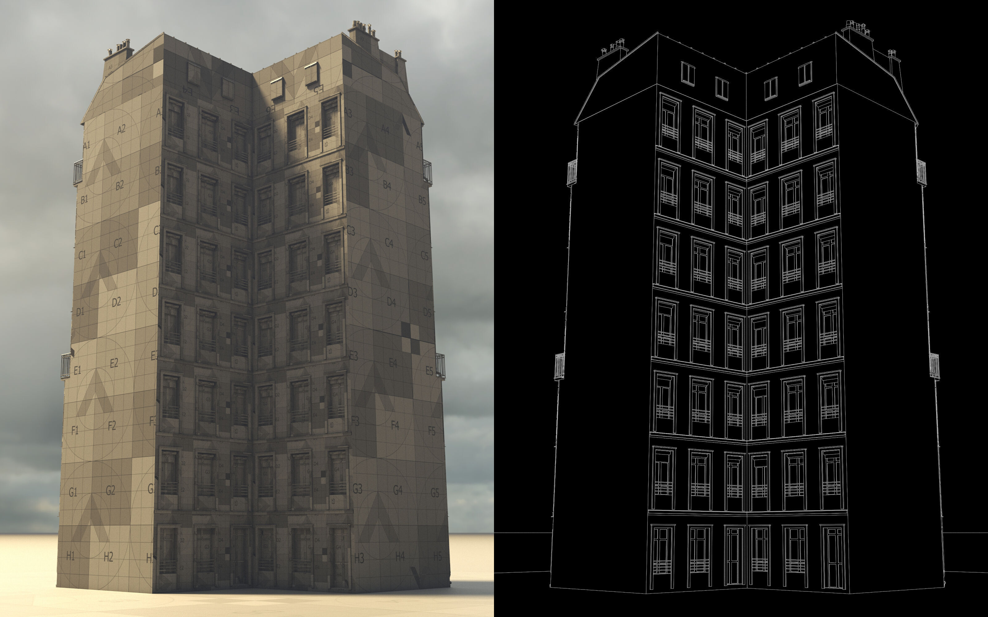 Building Corner Chic modular Low-poly 3D model_4