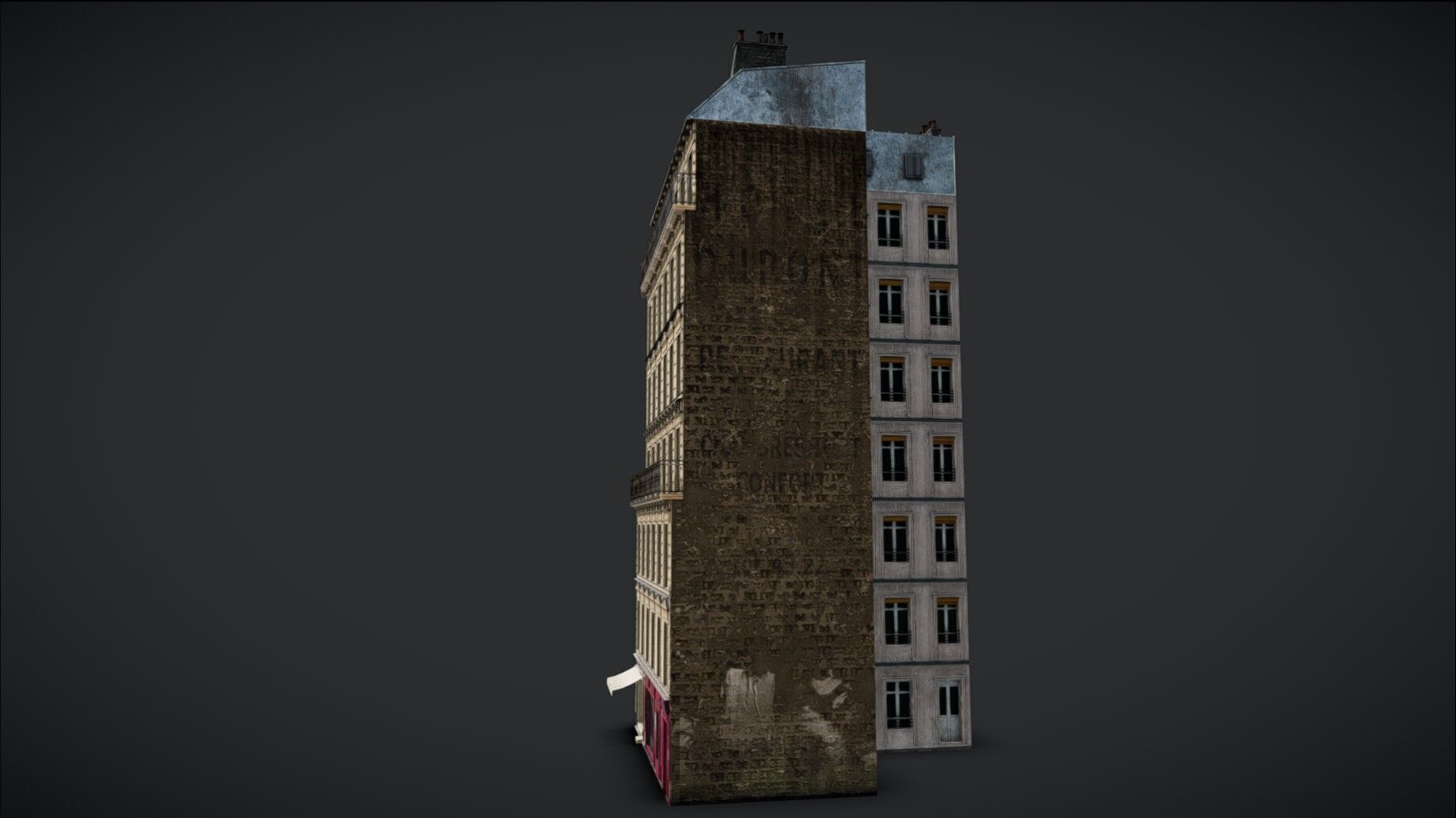 Building Corner Chic modular Low-poly 3D model_14