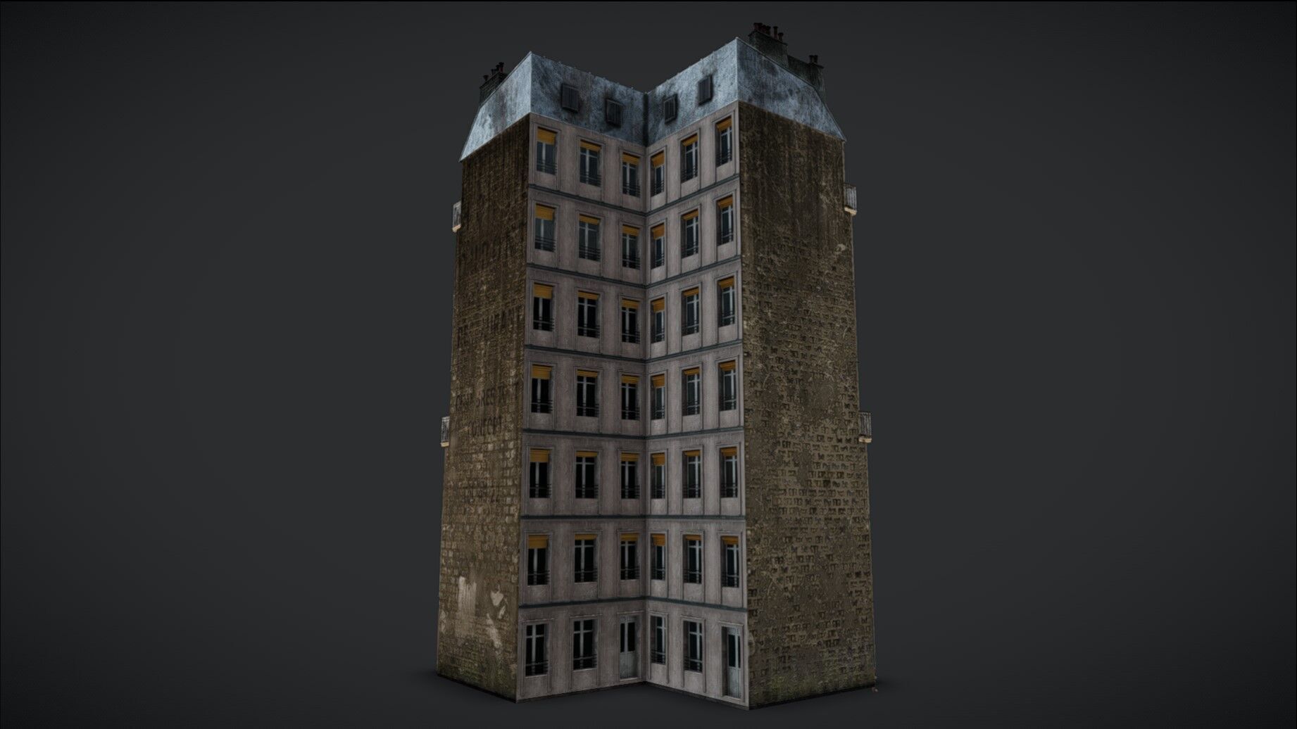 Building Corner Chic modular Low-poly 3D model_18