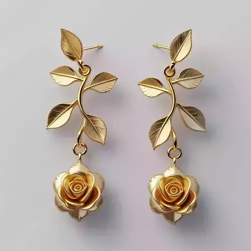 Golden Blossom Earrin 3D print model